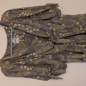 Anthropologie Yoana Baraschi Binoux Doux Silk Tie Sleeve Vintage Pinup Dress S